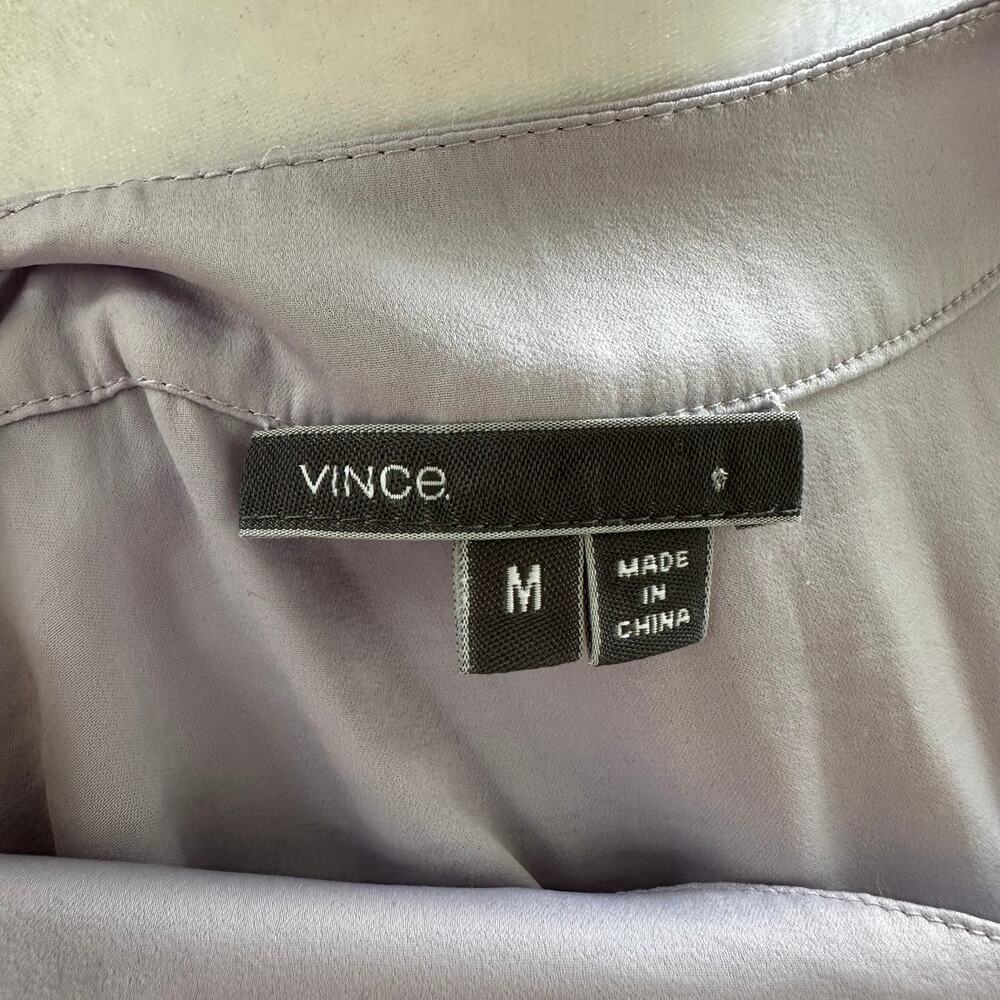Vince Lilac Purple Satin Medium Sleeveless Dress Pockets Knee Length V-Neck - Picture 8 of 10